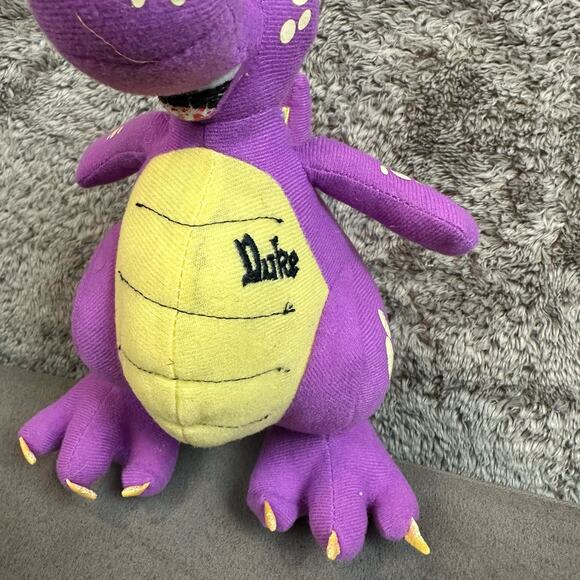 Vintage Petting Zoo Plush Duke Dinosaur Dragon Purple Yellow Standing 1994 - Picture 4 of 11